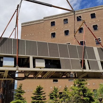 Lift to Install temporary chiller at the QEII HSC